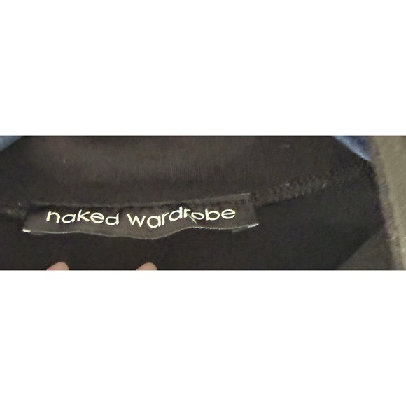 Naked Wardrobe Black Crop Top Mock Neck Long Sleeve Bodycon Basic Size Medium - Picture 6 of 7